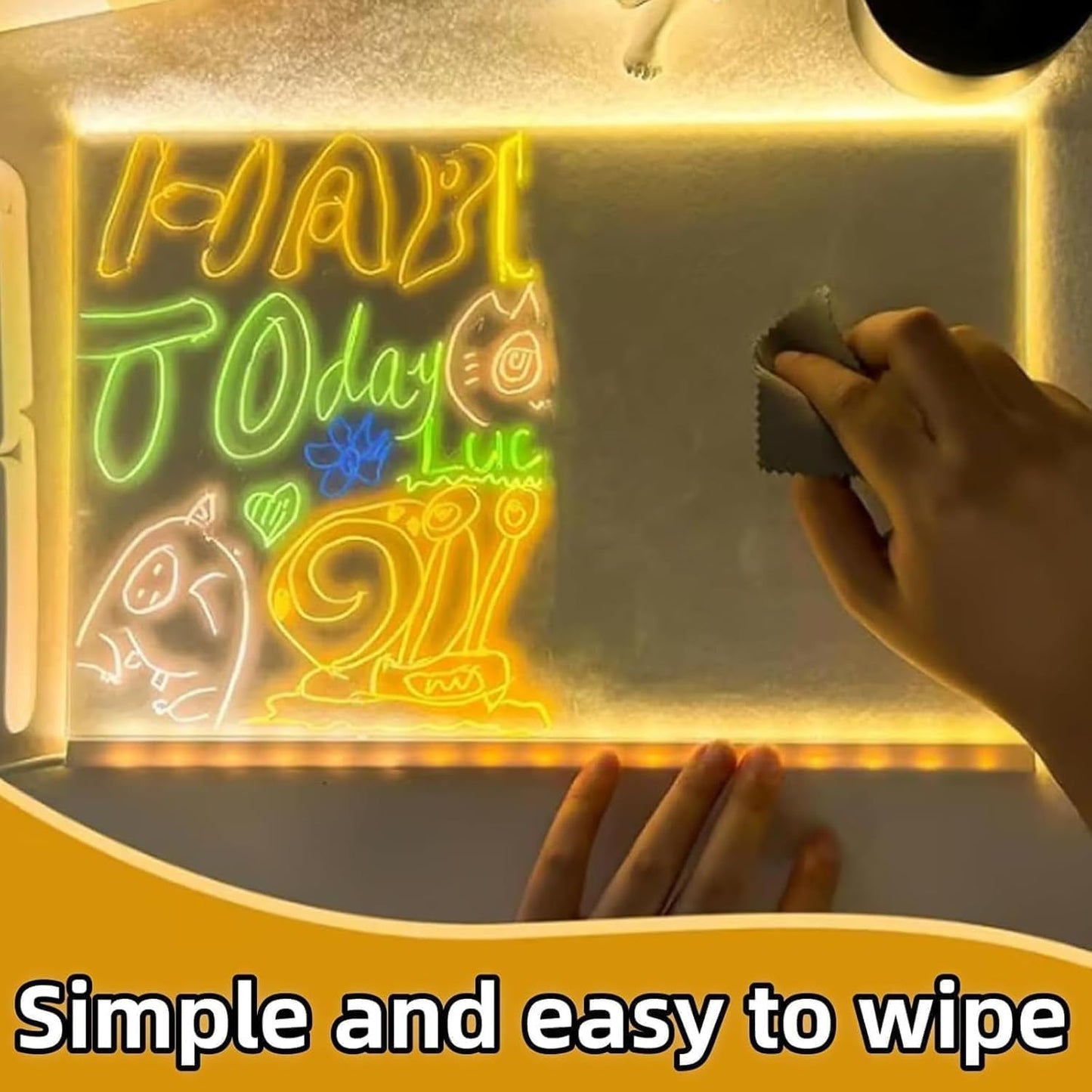 GlowArt LED Drawing Board – Erasable Magic Writing Board with Adjustable Stand