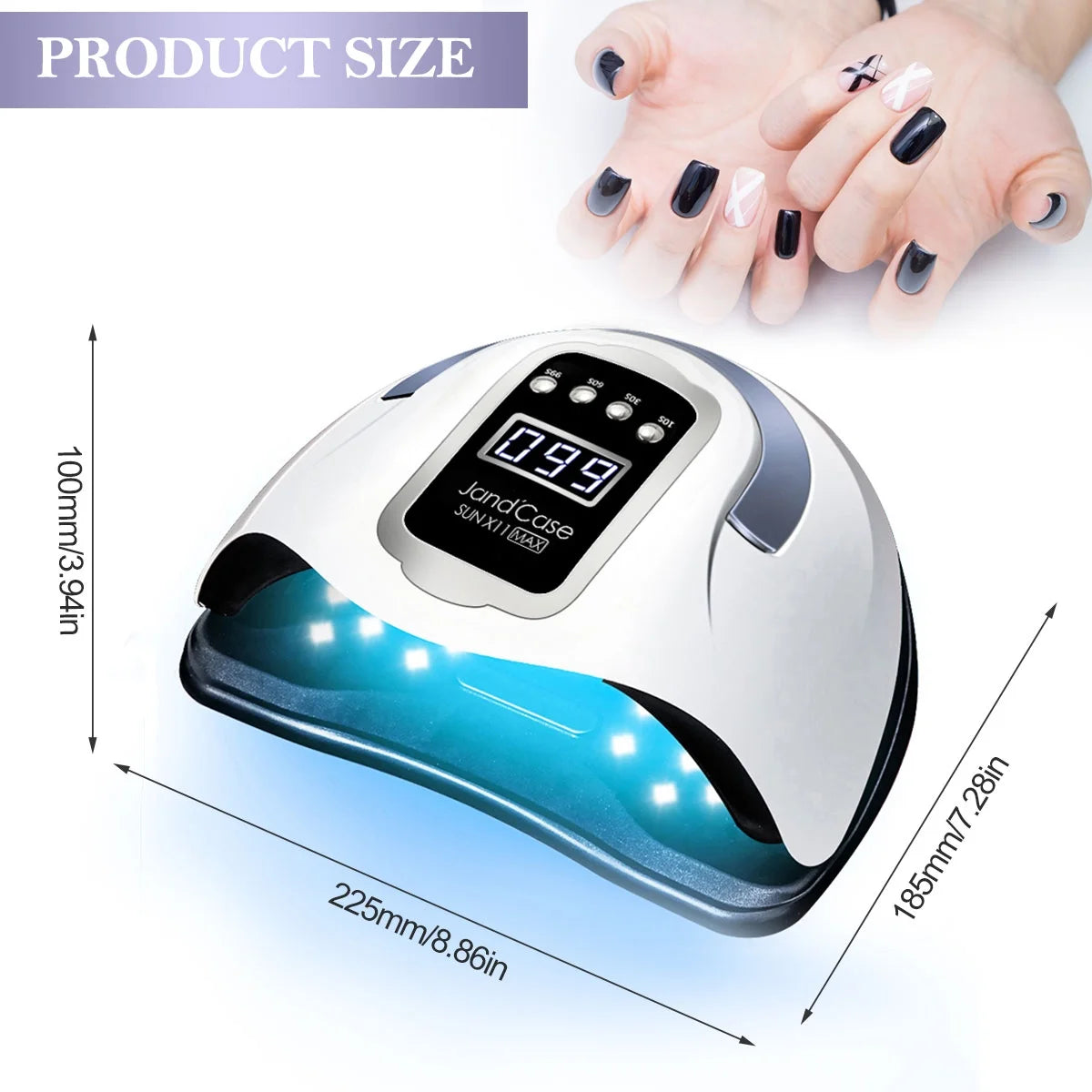 Uv Nail Lamp Uv Light for Gel Nails 280W Nail Curing Lamps Automatic Sensor Nail Dryer Light with 4 Timer Setting,White,66 Led Light