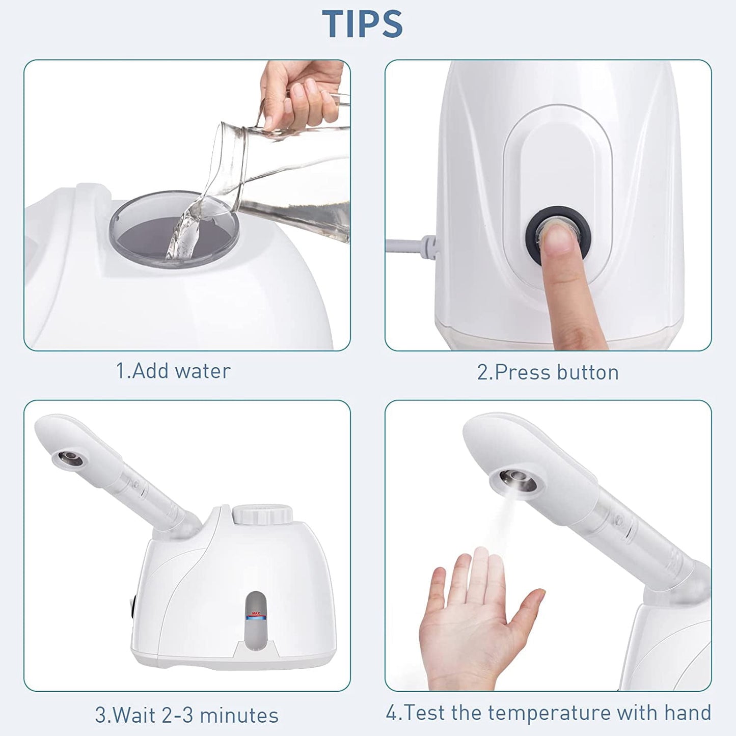 Portable Facial Steamer, Nano Ionic with 180°Rotatable Sprayer, Warm/Cold Mist Portable Facial Steamer for Salon and SPA