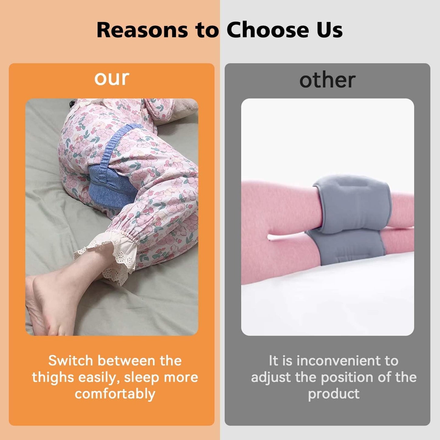 Alignment Pillows for Side Sleepers, Leg Pillow for Side Sleeping Relieve Hip Pain & Sciatica with Adjustable Strap Smooth Spine Alignment Pillow Knee Pillow for Side Sleepers Hip Pain