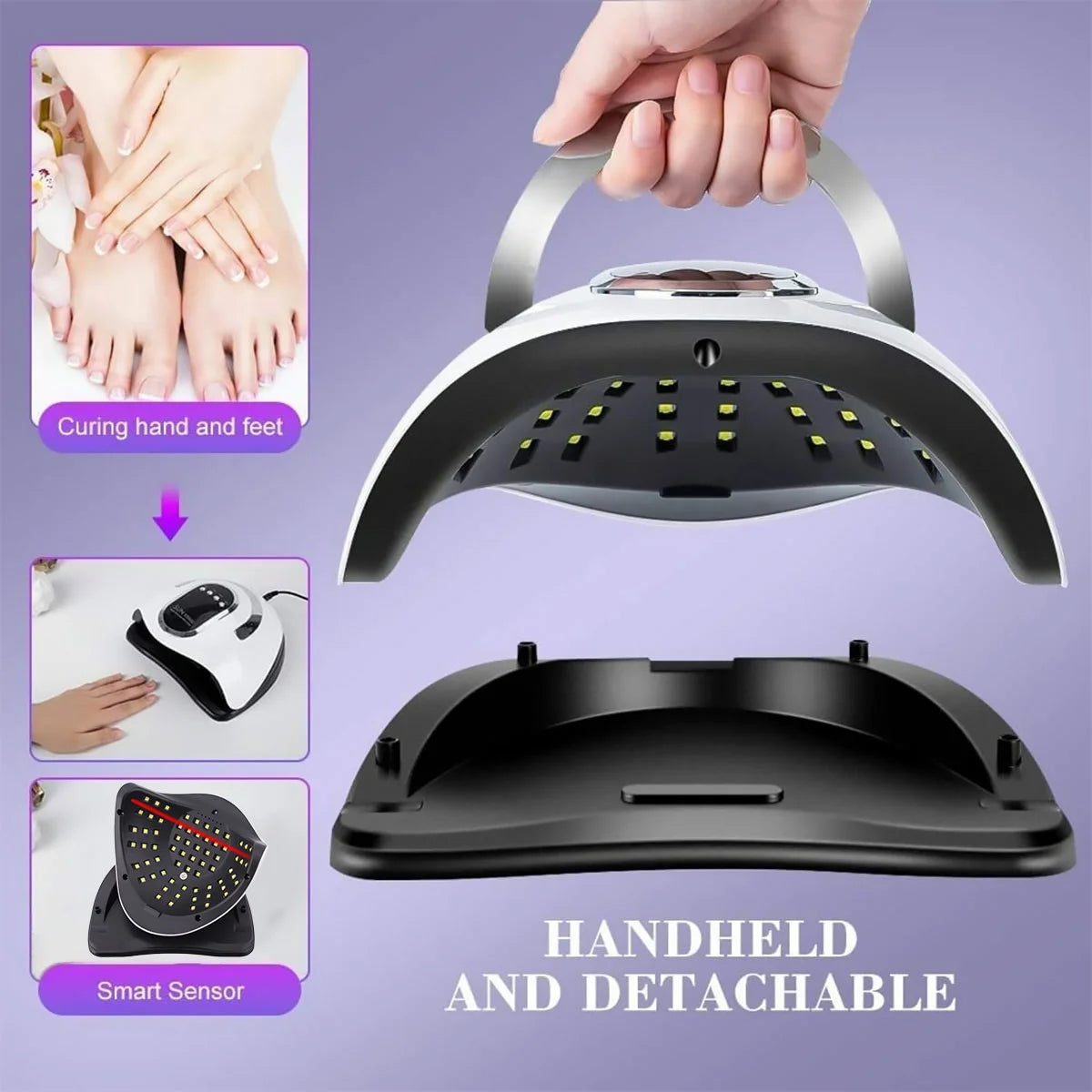 Uv Nail Lamp Uv Light for Gel Nails 280W Nail Curing Lamps Automatic Sensor Nail Dryer Light with 4 Timer Setting,White,66 Led Light