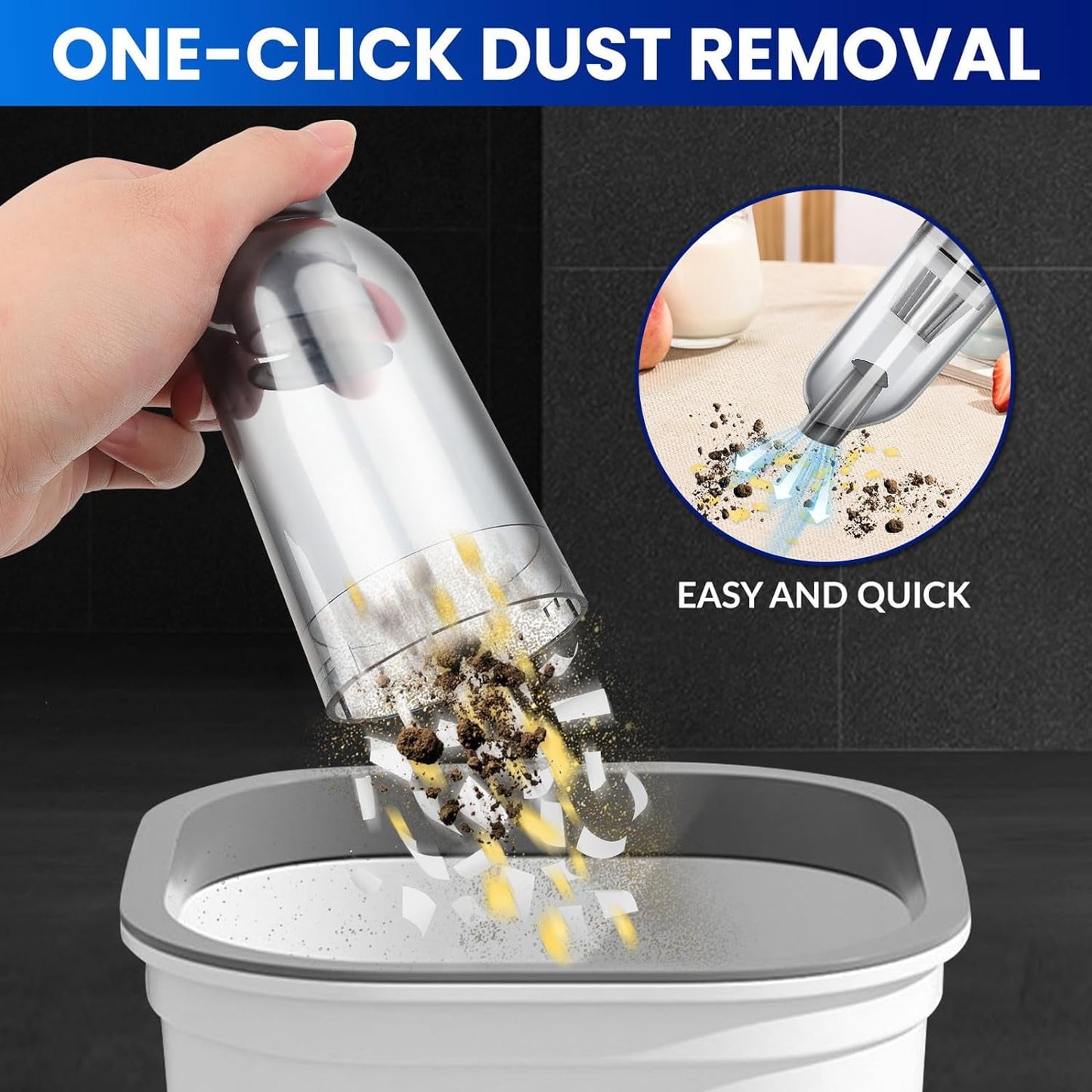 Wireless Handheld Car Vacuum Cleaner,Mini Car Vacuum Cleaner,15000Pa High Power Cordless Vacuum Cleaner,3 in 1 Portable Handheld Car Vacuum for Car,Office and Home