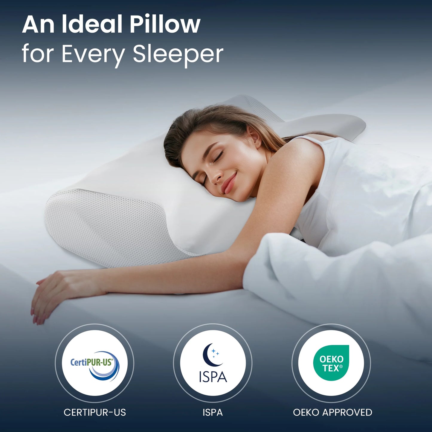 Cervical Pillow for Neck Pain Relief, Ergonomic Hollow Design, Odorless Memory Foam Pillow for Sleeping, Orthopedic Contour Neck Support Pillows with Additional Pillowcase, Milk White