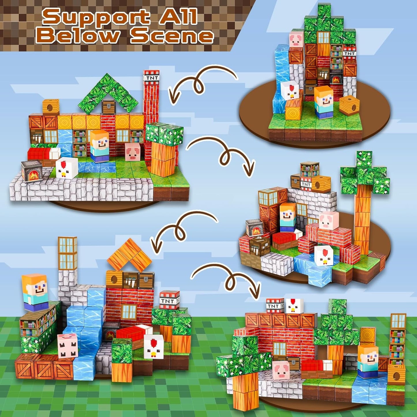 Magnetic Blocks, 100PCS Magnetic Building Cube Game for Boys & Girls