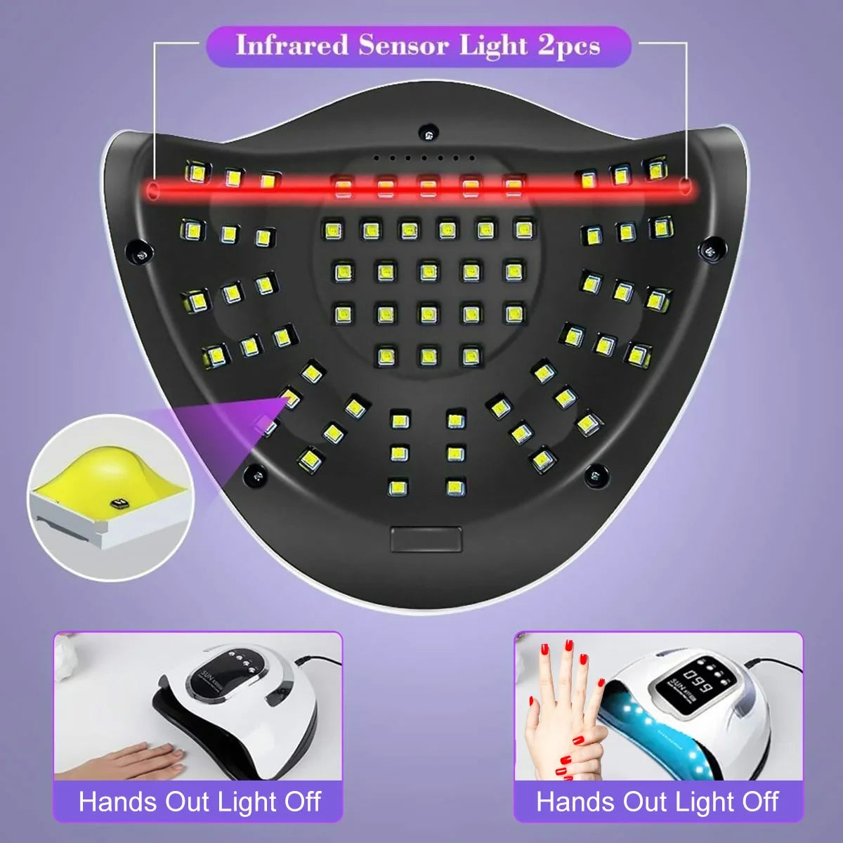 Uv Nail Lamp Uv Light for Gel Nails 280W Nail Curing Lamps Automatic Sensor Nail Dryer Light with 4 Timer Setting,White,66 Led Light