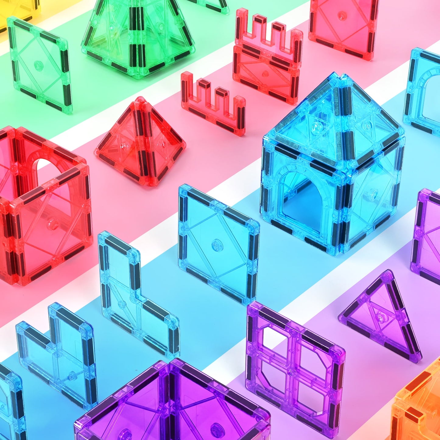 120Pcs Magnetic Tiles for Kids,Educational Magnetic Building Blocks for Boys Girls, STEM Preschool Kindergarten Learning Toys