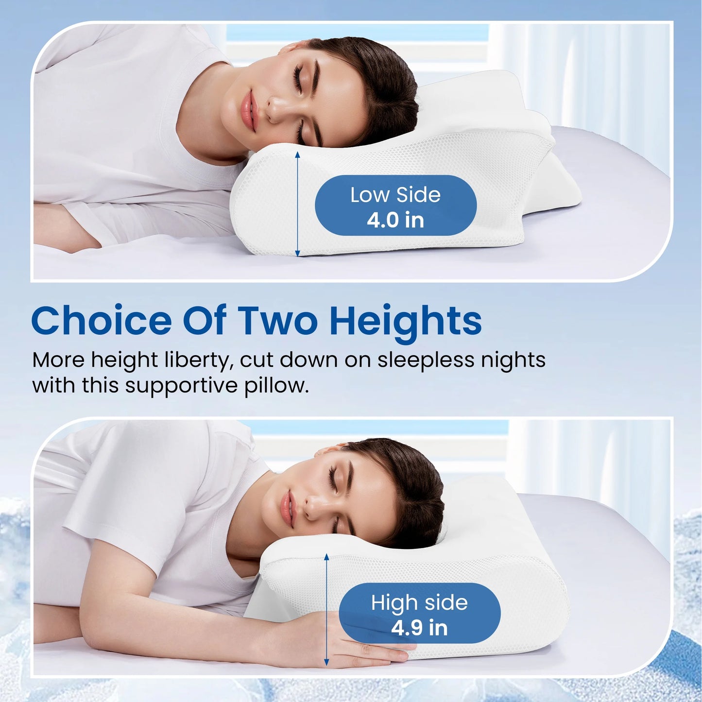Cervical Pillow for Neck Pain Relief, Ergonomic Hollow Design, Odorless Memory Foam Pillow for Sleeping, Orthopedic Contour Neck Support Pillows with Additional Pillowcase, Milk White
