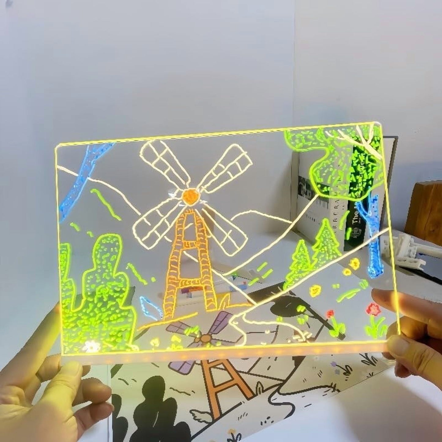 GlowArt LED Drawing Board – Erasable Magic Writing Board with Adjustable Stand