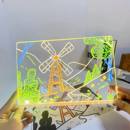 GlowArt LED Drawing Board – Erasable Magic Writing Board with Adjustable Stand