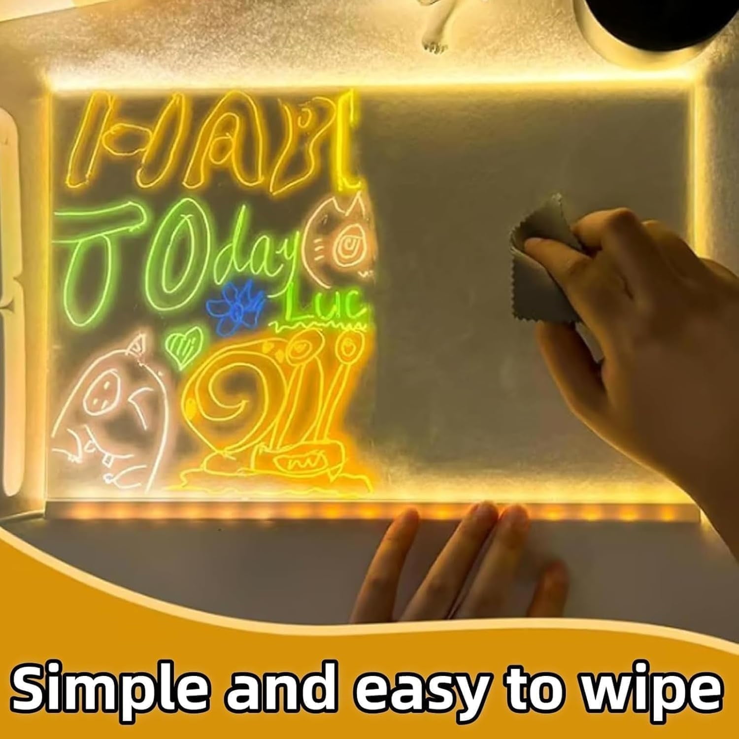 GlowArt LED Drawing Board – Erasable Magic Writing Board with Adjustable Stand