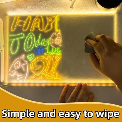 GlowArt LED Drawing Board – Erasable Magic Writing Board with Adjustable Stand