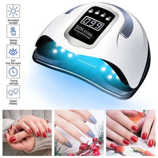 Uv Nail Lamp Uv Light for Gel Nails 280W Nail Curing Lamps Automatic Sensor Nail Dryer Light with 4 Timer Setting,White,66 Led Light