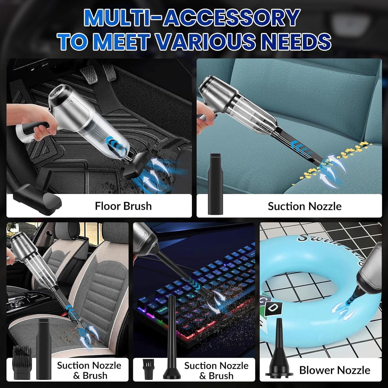 Wireless Handheld Car Vacuum Cleaner,Mini Car Vacuum Cleaner,15000Pa High Power Cordless Vacuum Cleaner,3 in 1 Portable Handheld Car Vacuum for Car,Office and Home