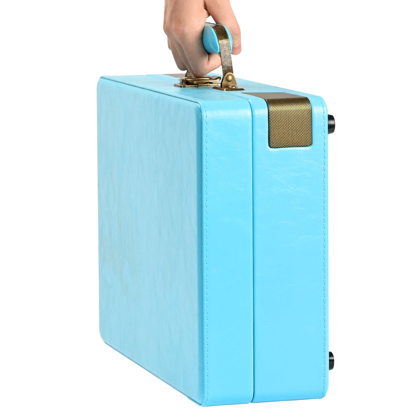 Record Player Turntable Portable Suitcase Vinyl Record Player Bluetooth Audio Turntable with Built-In Speakers,Blue
