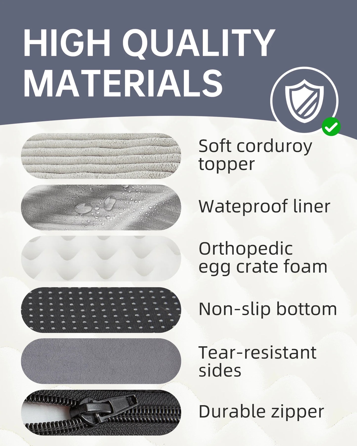 35In Gray Orthopedic Dog Bed for Large and Medium Dogs with Egg Crate Foam Support and Non-Slip Bottom, Waterproof and Machine Washable Removable Pet Bed Cover,Size(35"X22"X3.5")