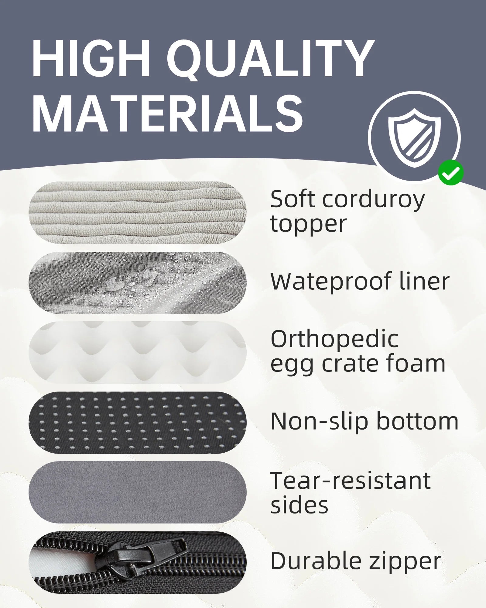 35In Gray Orthopedic Dog Bed for Large and Medium Dogs with Egg Crate Foam Support and Non-Slip Bottom, Waterproof and Machine Washable Removable Pet Bed Cover,Size(35"X22"X3.5")
