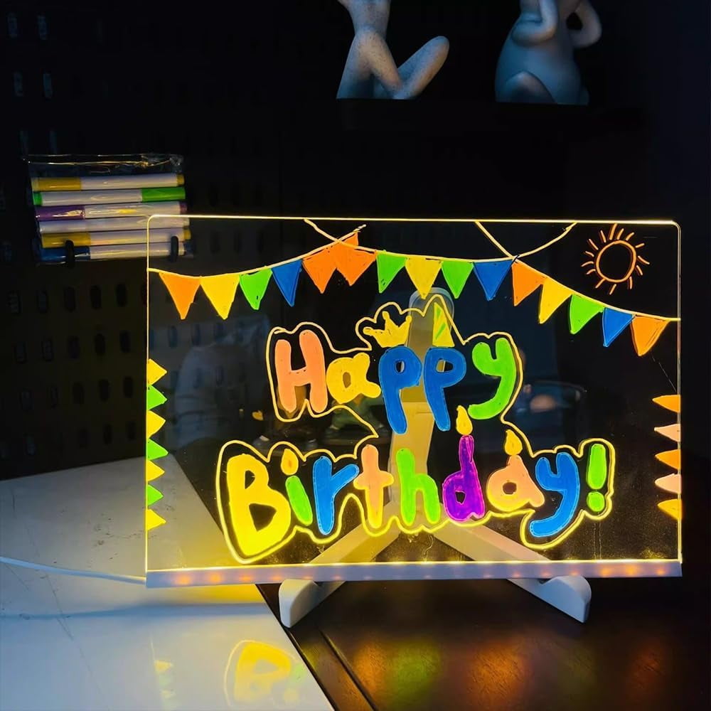 GlowArt LED Drawing Board – Erasable Magic Writing Board with Adjustable Stand