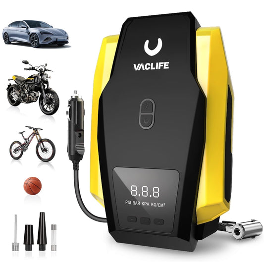 RapidPump 12V Car & Bike Air Compressor – Portable Digital Tire Inflator with LED Light