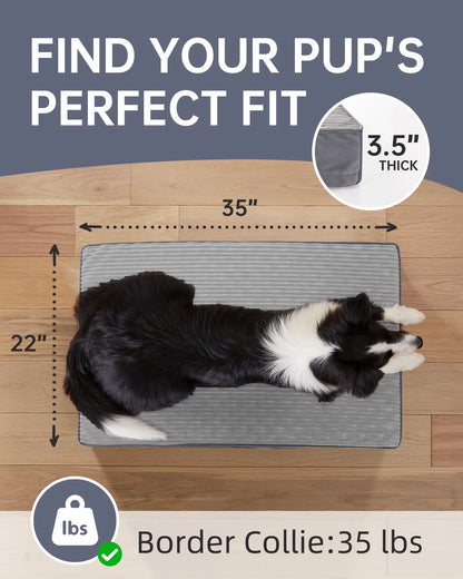 35In Gray Orthopedic Dog Bed for Large and Medium Dogs with Egg Crate Foam Support and Non-Slip Bottom, Waterproof and Machine Washable Removable Pet Bed Cover,Size(35"X22"X3.5")