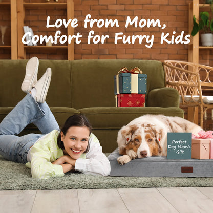 35In Gray Orthopedic Dog Bed for Large and Medium Dogs with Egg Crate Foam Support and Non-Slip Bottom, Waterproof and Machine Washable Removable Pet Bed Cover,Size(35"X22"X3.5")