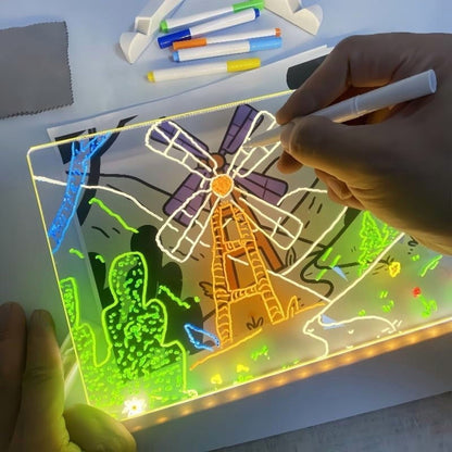 GlowArt LED Drawing Board – Erasable Magic Writing Board with Adjustable Stand