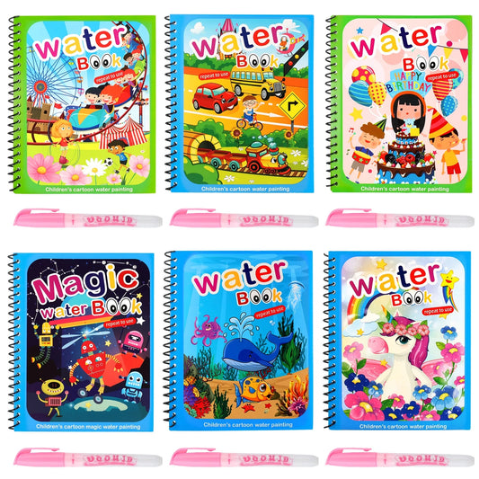 Magic Water Coloring Book, 6 Pieces