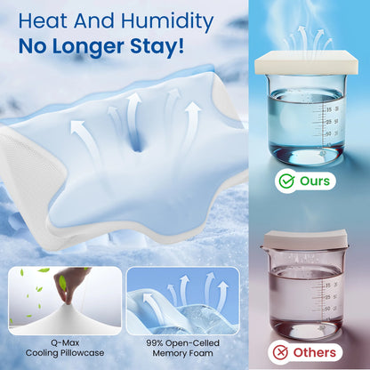 Cervical Pillow for Neck Pain Relief, Ergonomic Hollow Design, Odorless Memory Foam Pillow for Sleeping, Orthopedic Contour Neck Support Pillows with Additional Pillowcase, Milk White